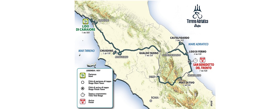 56^ TIRRENO-ADRIATICO: SETTE TAPPE PER UNA CORSA CHE PROMETTE SPETTACOLO