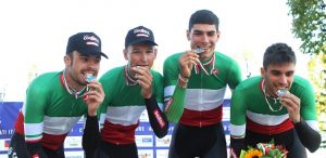 La gioia del quartetto campione d'Italia in questa fantastica stagione in questo 2021 per il Team Colpack Ballan. Foto Rodella