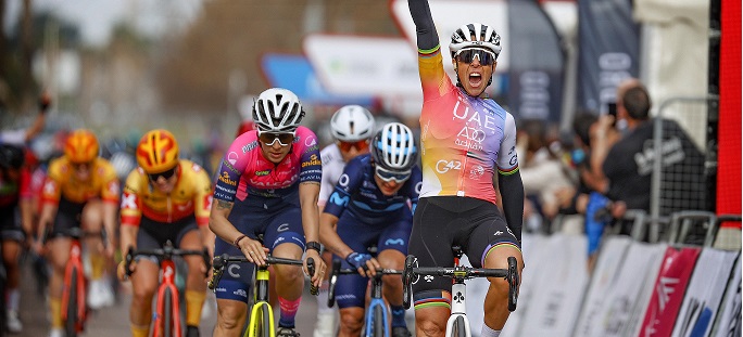 Valencia - ESP - cycling - Marta Bastianelli (ITA - UAE Team ADQ) pictured during Vuelta CV Feminas 2022 - Women - 4th Edition  - Paterna - Valencia 92 km - 06/02/2022 - Valcar - Travel & Service - Photo: Luis Angel Gomez/Cor Vos © 2022