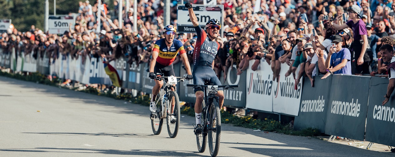 Thomas Pidcock performs at UCI XCO World Cup in Nove Mesto na Morave, Czech Republic on May 15, 2022 // Bartek Wolinski / Red Bull Content Pool // SI202205151167 // Usage for editorial use only //