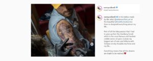 Il tatuaggio di Sonny Colbrelli che celebra la sua famigerata vittoria alla Parigi-Roubaix (fonte profilo Instagram di Sonny Colbrelli)